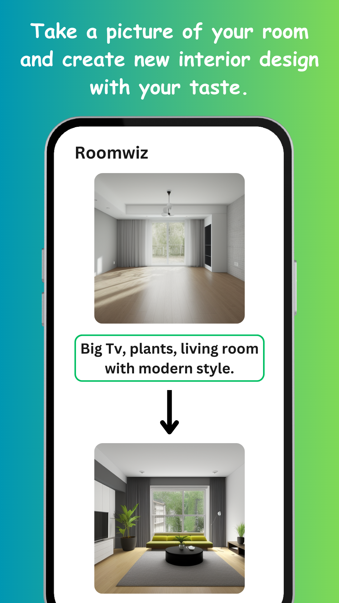 Choosing a room type and design style like modern or minimalist