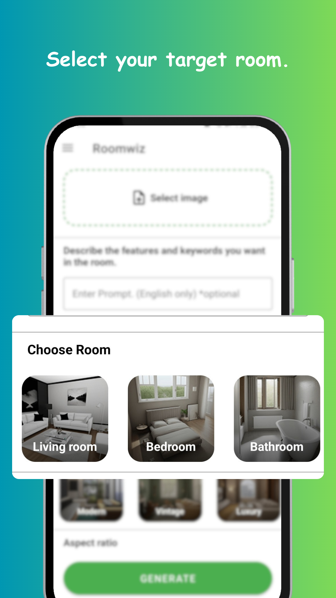 AI-generated interior design result of a living room makeover
