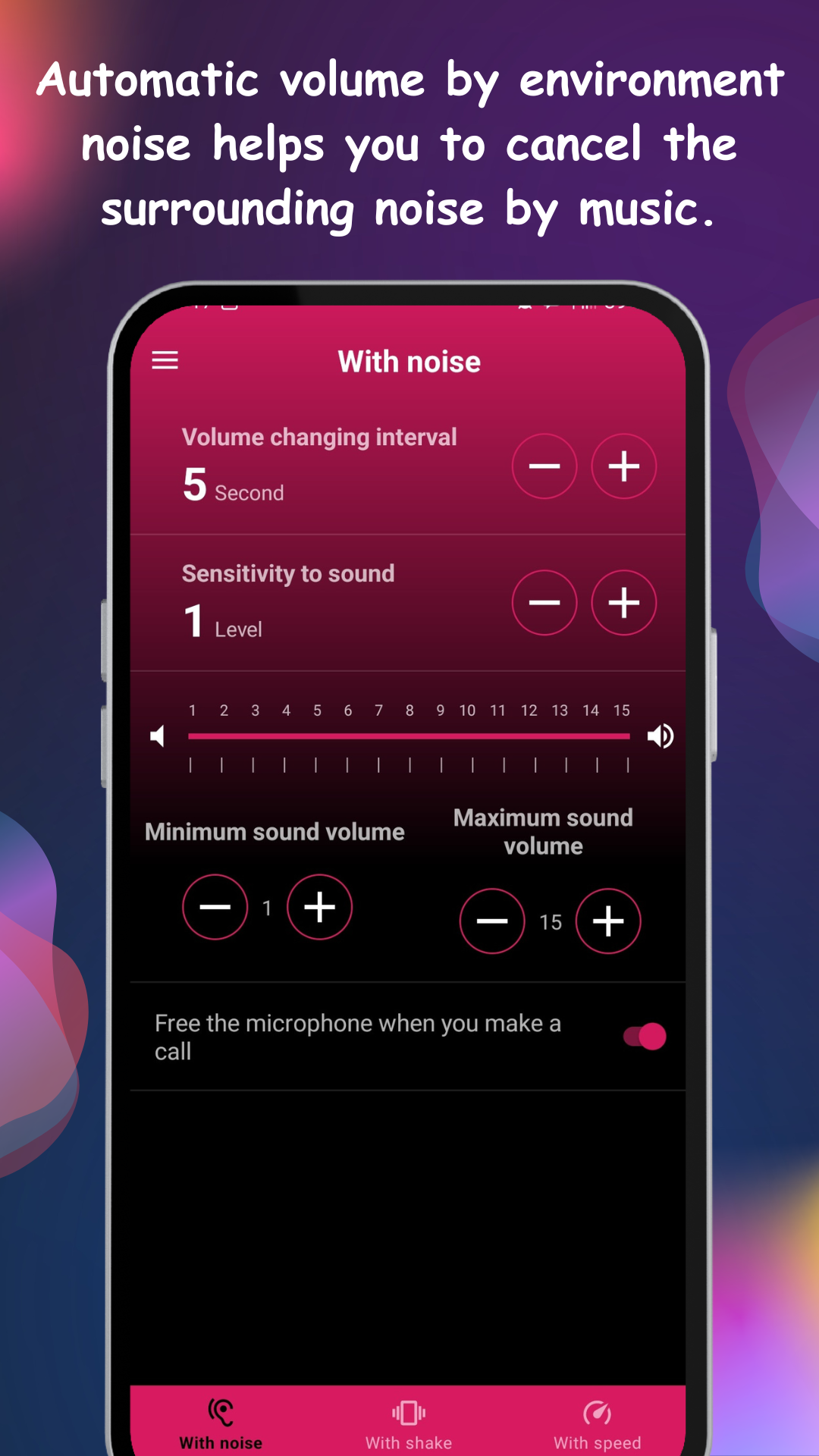 Noise-detection mode automatically raising volume in a loud environment