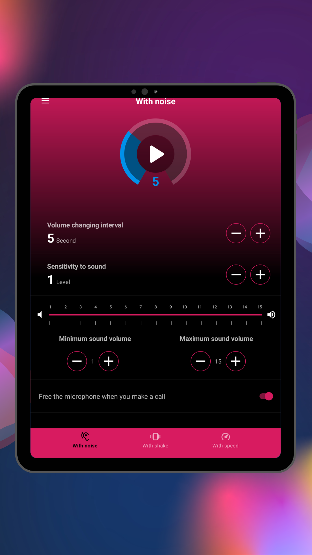 Volume range configuration with km/h and mph speed settings