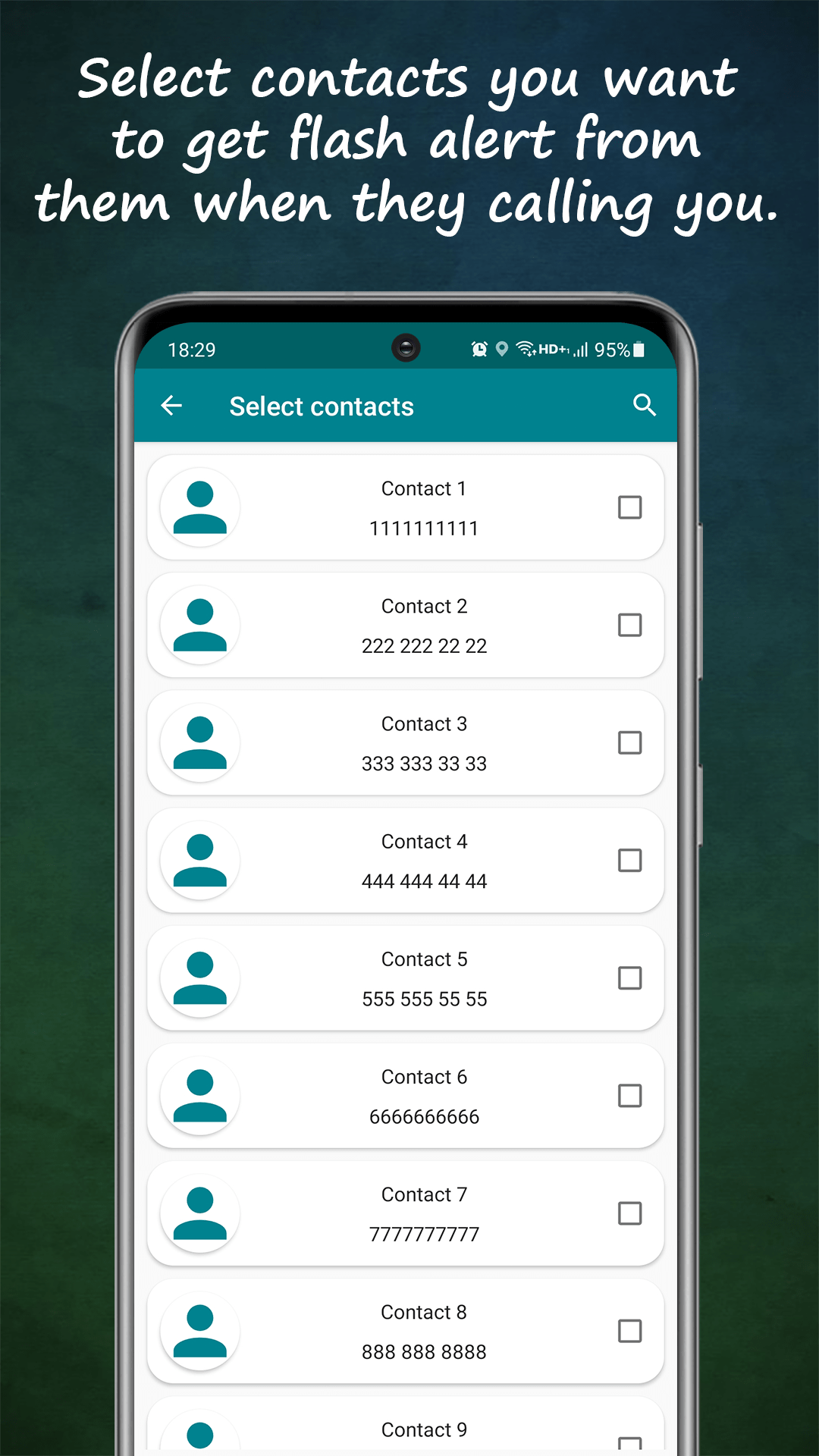 Selecting which apps activate the flash on notification