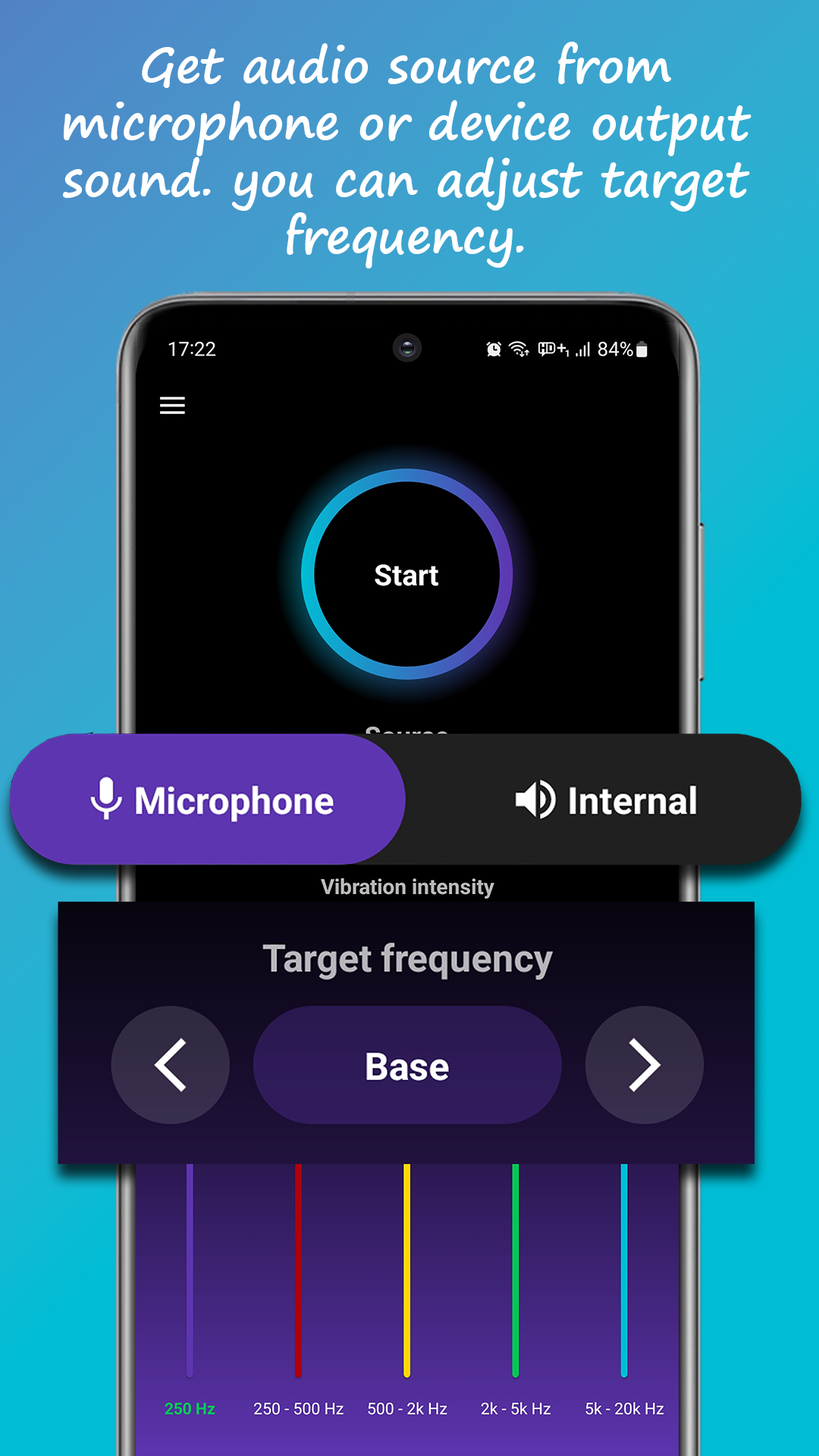 Adjusting vibration intensity from subtle to strong