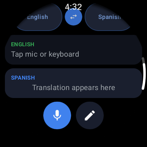 Speaking into the watch microphone and getting a spoken translation back
